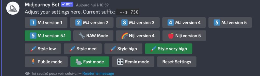 Midjourney Reglages