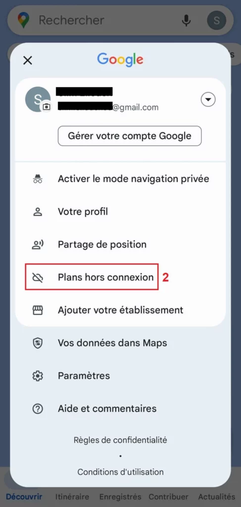 Utiliser Google Maps hors connexion avec Smartphone 2